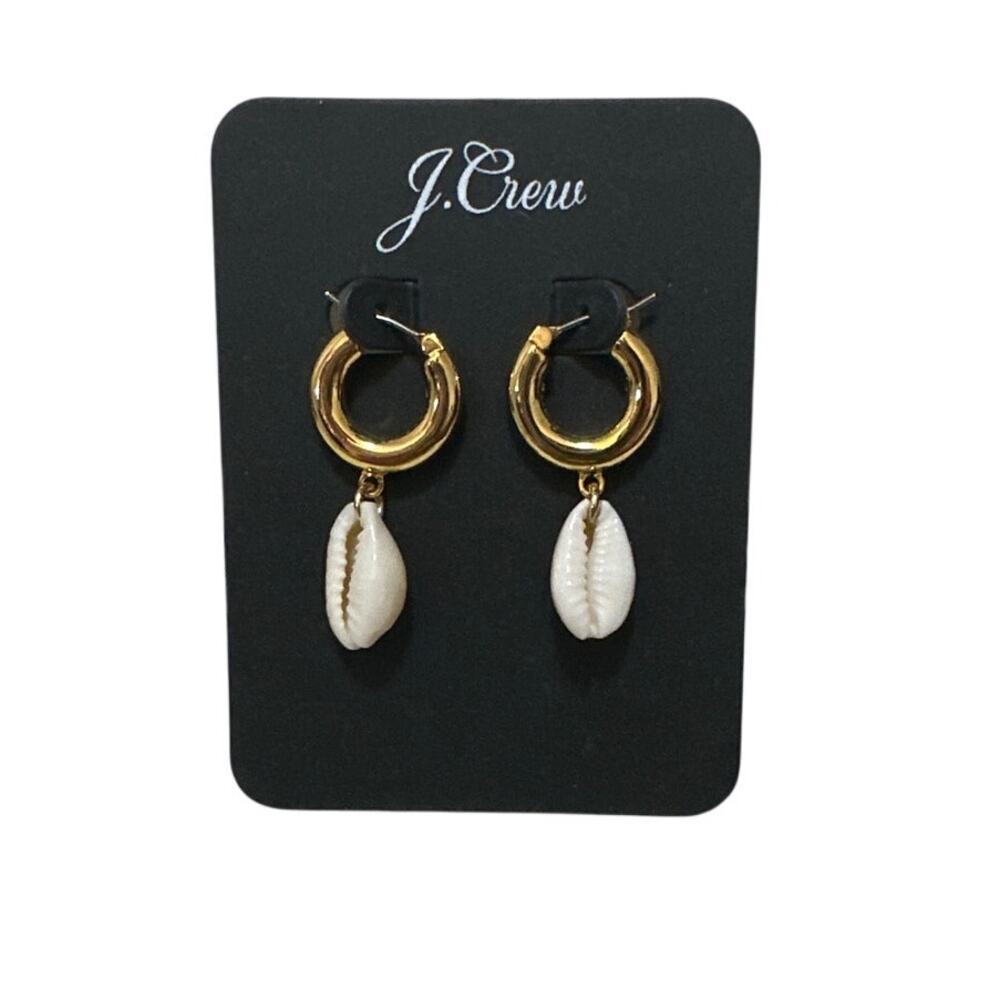 J. Crew Cowrie shell drop huggie hoop earrings new with tag
